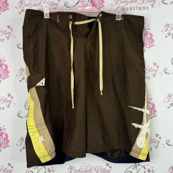 Hurley Other - Hurley boardshorts surf 🏄🏼‍♀️ water shorts Brown and Yellow Board Shorts